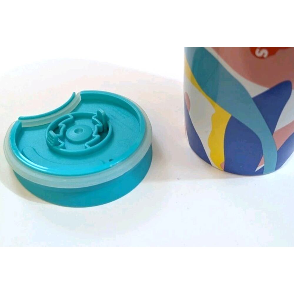 Starbucks 2021 Floral Ceramic Tumbler 12 oz w Lid Colorful Abstract Flowers - Picture 6 of 6